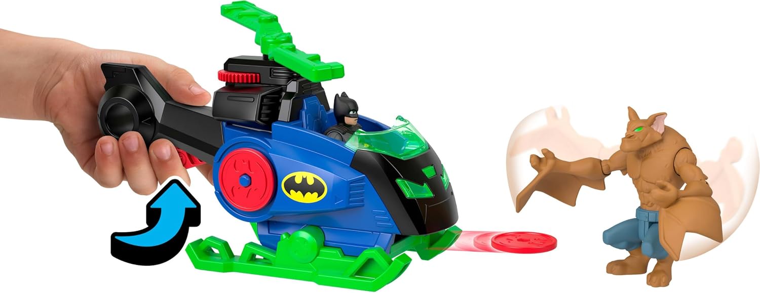 Fisher Price - Imaginext, DC Super Friends - Batcopter Vs Man-Bat Figures &Vehicle JML97