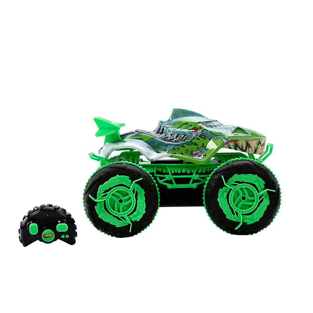 Mattel Hot Wheels - Τηλεκατευθυνόμενο Αυτοκίνητο , Monster Trucks All-Terrain Great Bite RC, Remote-Control Toy, Drive on Land & in Water JMM76
