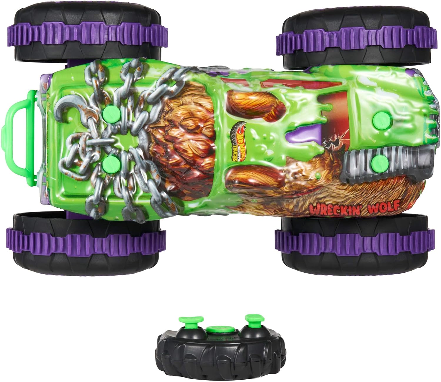 Mattel Hot Wheels - Τηλεκατευθυνόμενο Monster Trucks Mutant Chaos Wreckin’ Wolf RC Vehicle JMM77