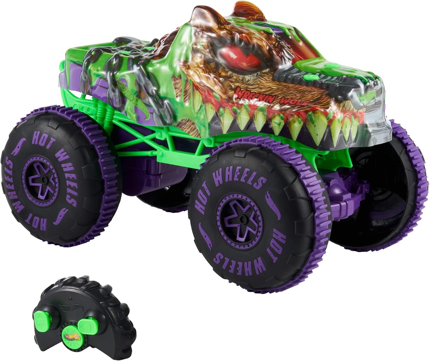 Mattel Hot Wheels - Τηλεκατευθυνόμενο Monster Trucks Mutant Chaos Wreckin’ Wolf RC Vehicle JMM77