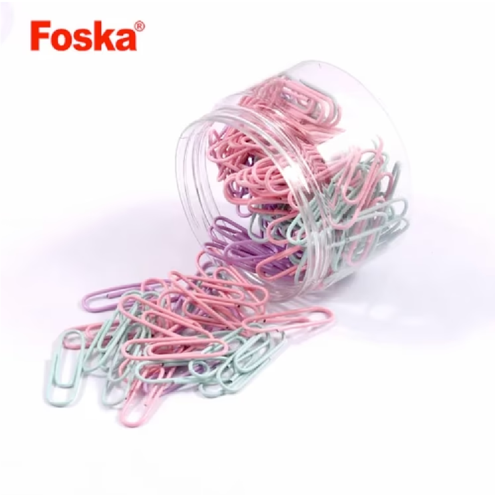 Foska - Συνδετήρες Pastel Χρωματιστοί Σε Βάζο 120 Τεμαχίων 28mm AS1013