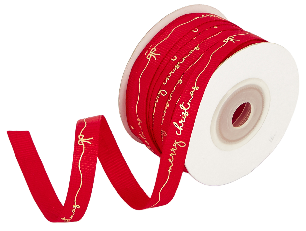 Kyriacou - Κορδέλα Gros 10mmX20M, Merry Christmas, Red/Gold CHRY2501-X10X20-7080XX
