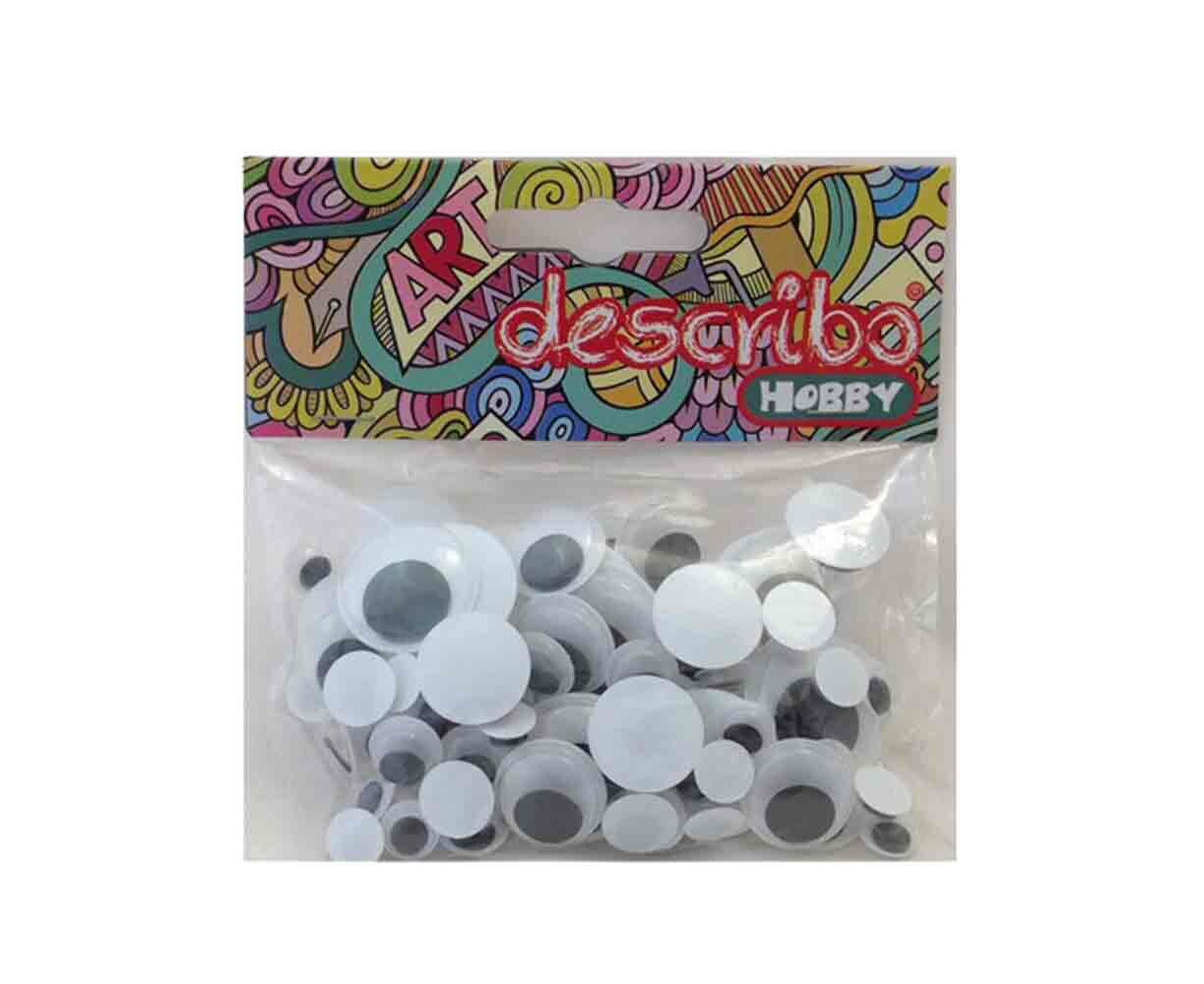 Describo - Μάτια Κινούμενα Στρογγυλά Μαύρα 8/10/15/20mm 80 Τεμ DES-0005