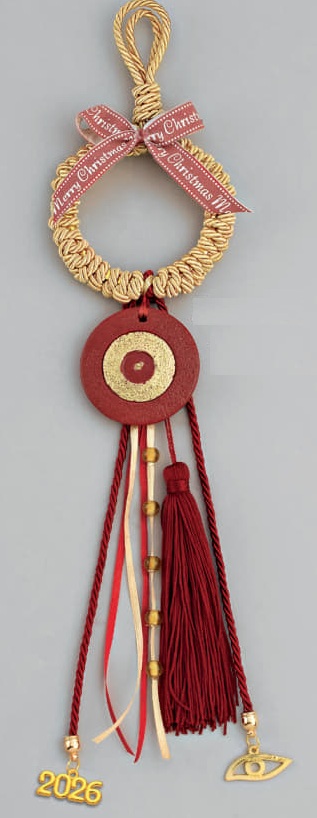 Adorex - Κρεμαστό Γούρι Στεφάνι Με Κεραμικό Μάτι Κόκκινο EG-22215