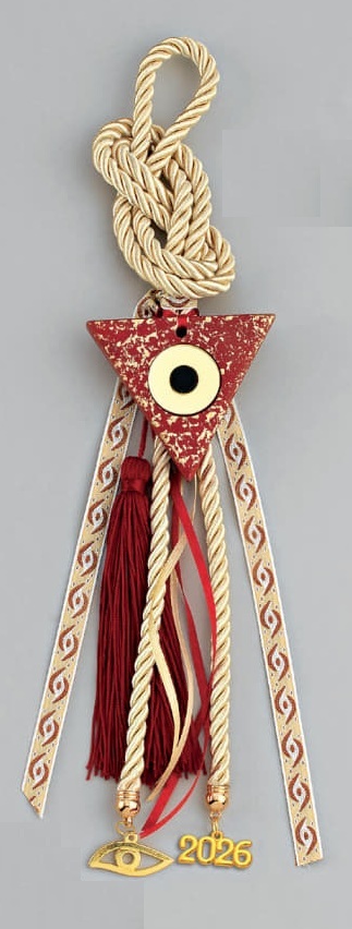 Adorex - Κρεμαστό Γούρι Με Κεραμικό Τρίγωνο  Μάτι, Κόκκινο EG-22255