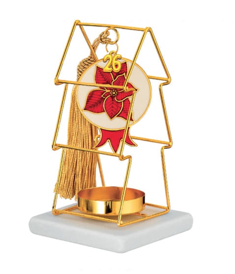 Adorex - Επιτραπέζιο Γούρι Σε Μάρμαρο Με Μεταλλικό Ρόδι Με Λουλούδι EG-25310