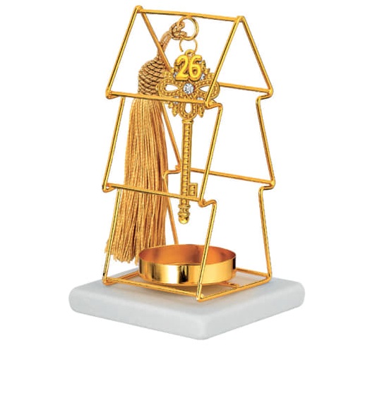 Adorex - Επιτραπέζιο Γούρι Σε Μάρμαρο Με Μεταλλικό Κλειδί Στρας EG-25331