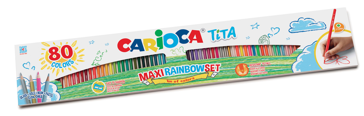 Carioca - Ξυλομπογιές Tita Maxi Rainbow Σετ Ξυλομπογιές 80τμχ 42890