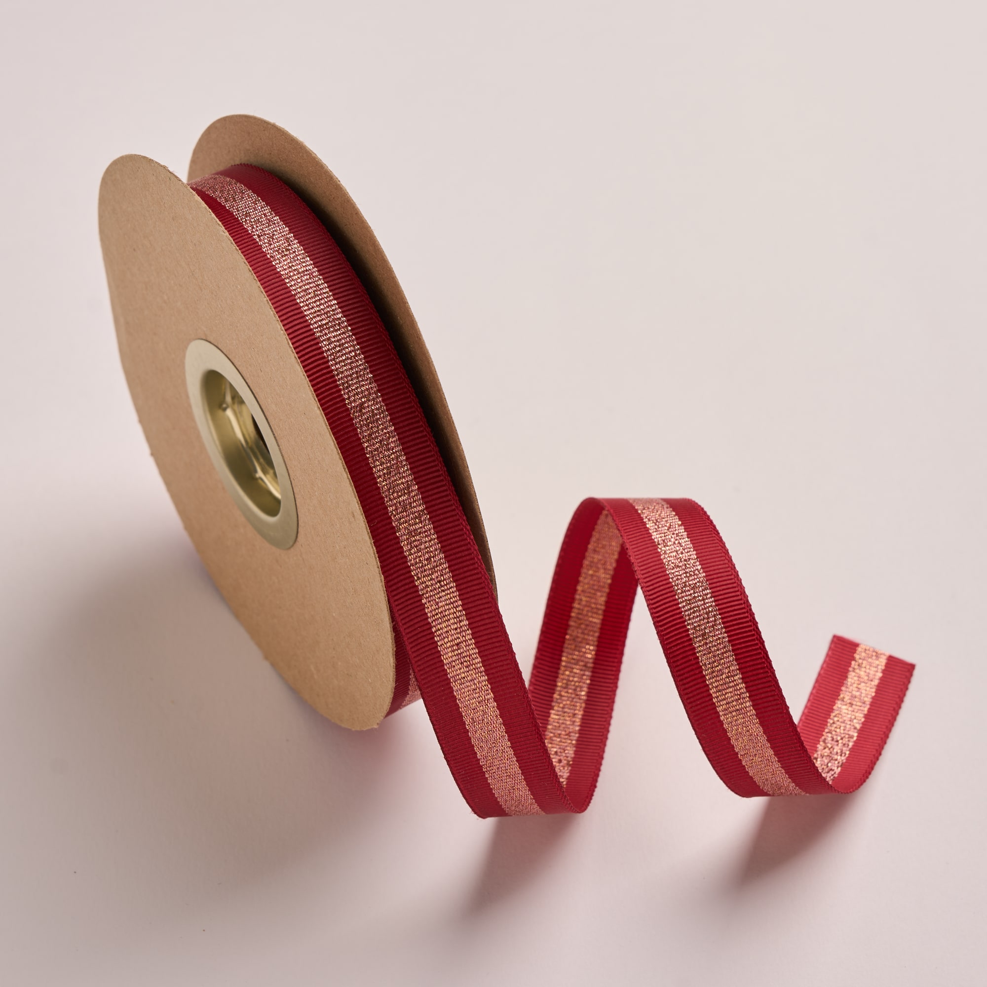 Kyriacou - Κορδέλα Gros Με Μεταλλική Ρίγα, 15mmX25M, Burgundy/Gold GROMSXXX-XXXX15-7180XX