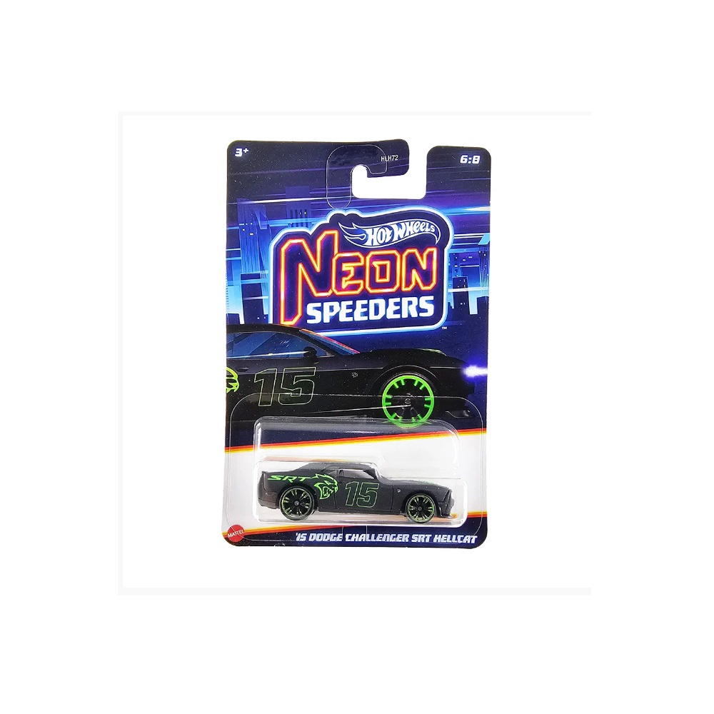 Mattel Hot Wheels - Αυτοκινητάκι Neon Speeders, '15 Dodge Challenger SRT Hellcat (6/8) HRW80 (HLH72)