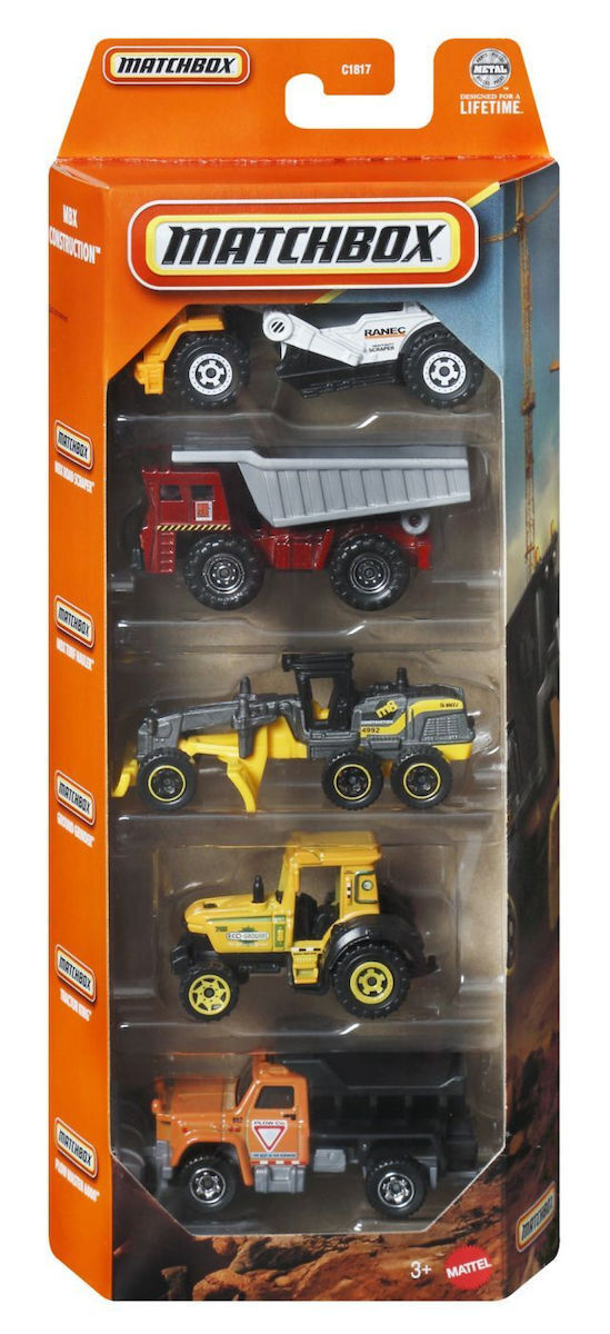 Mattel Matchbox - Αυτοκινητάκια Σετ Των 5, MBX Construction JBX34 (C1817)