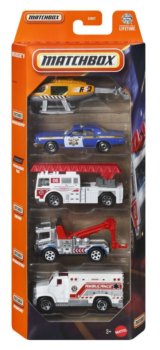 Mattel Matchbox - Αυτοκινητάκια Σετ Των 5, MBX Rescue V JBX37 (C1817)