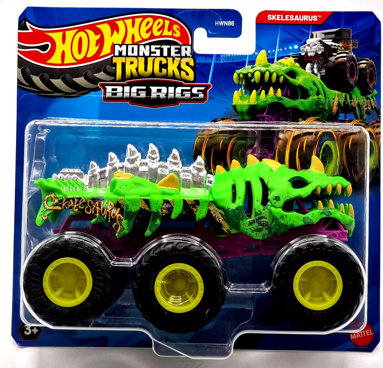 Mattel Hot Wheels - Monster Trucks, Big Rigs – Skelesaurus JCH42 (HWN86)