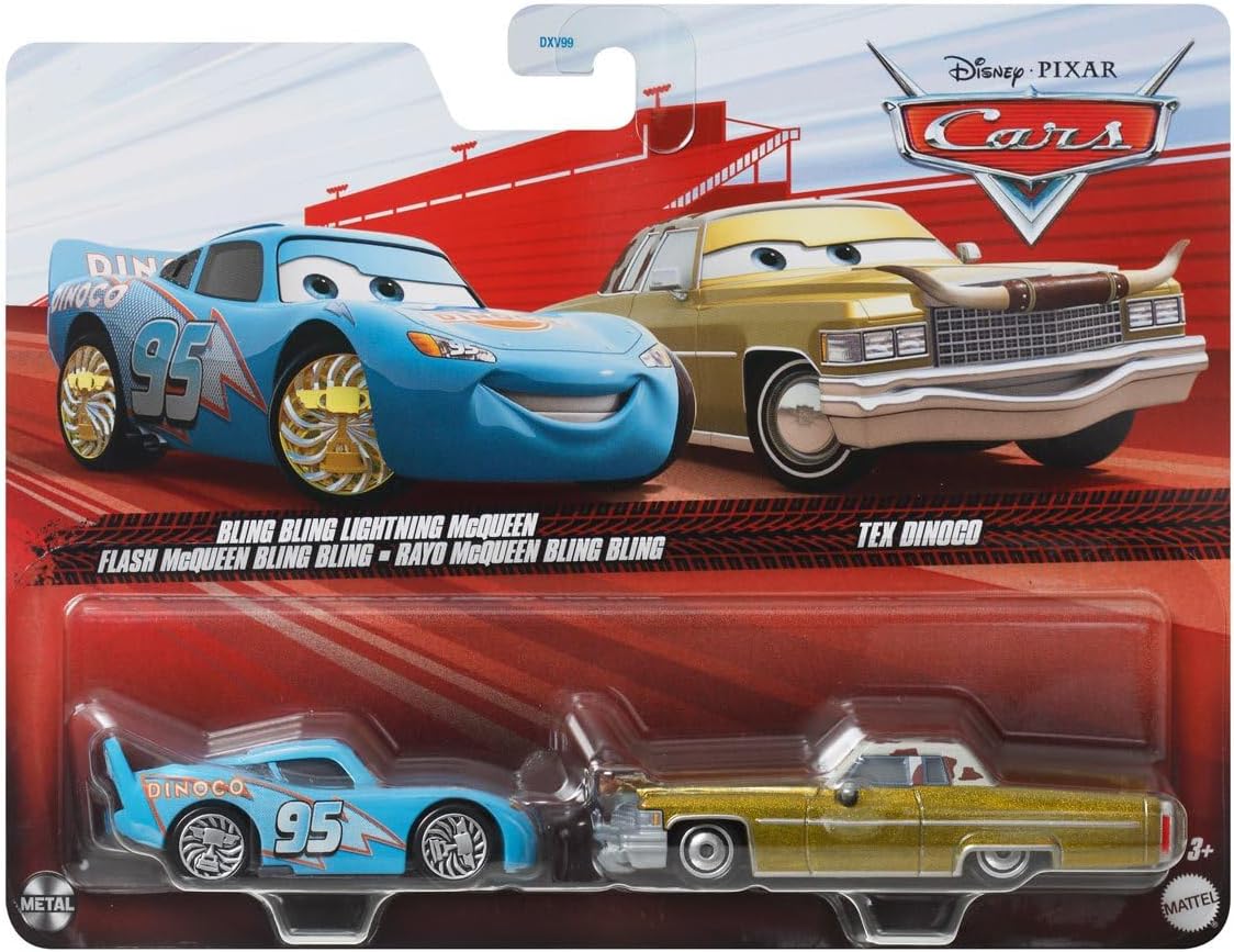 Mattel Cars - Σετ Με 2 Αυτοκινητάκια, Bling Bling Lightning McQueen & Tex Dinoco JDH42 (DXV99)
