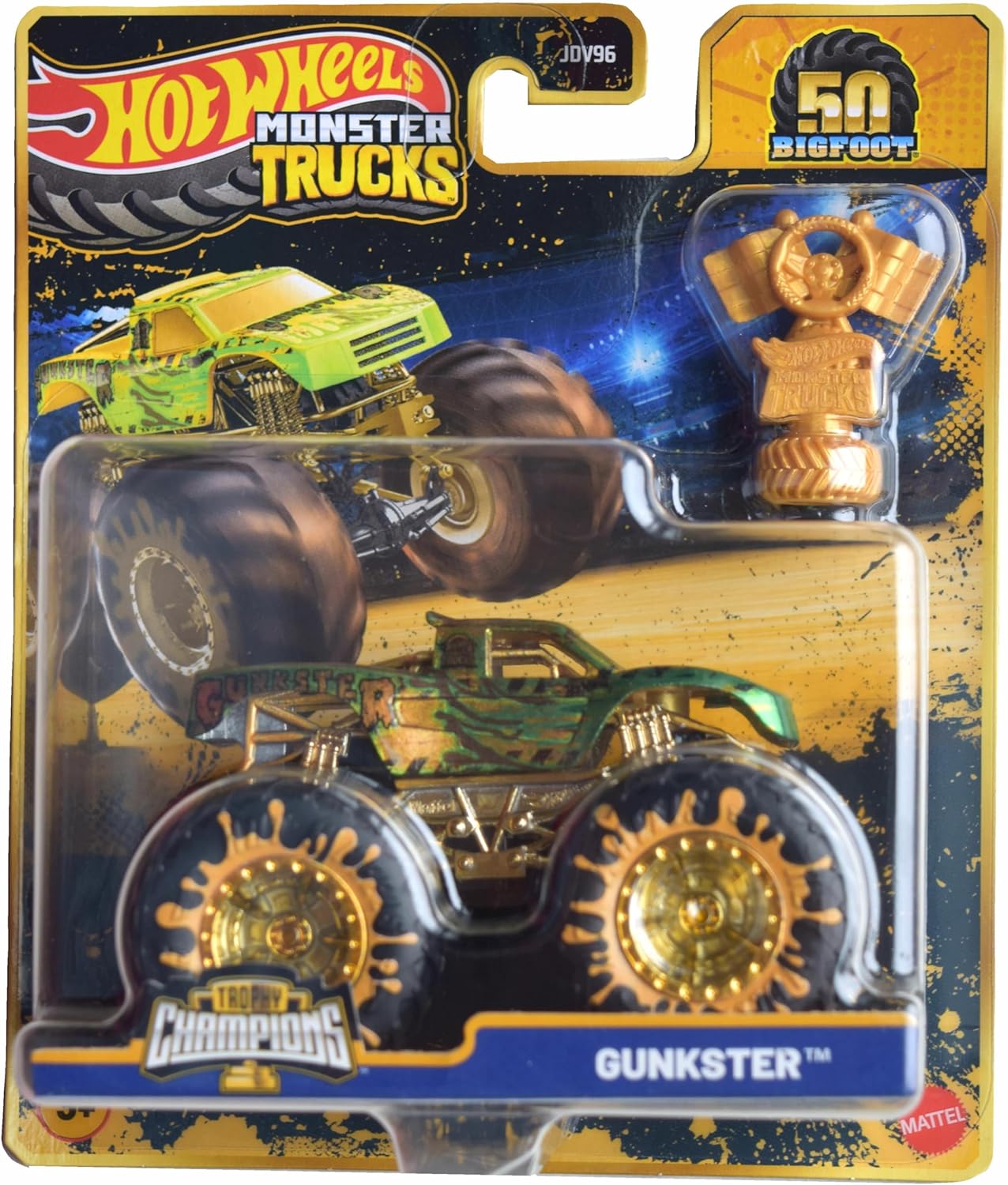 Mattel Hot Wheels - Monster Trucks, 50 Bigfoot Trophy Champions , Gunkster JDV99 (JDV96)