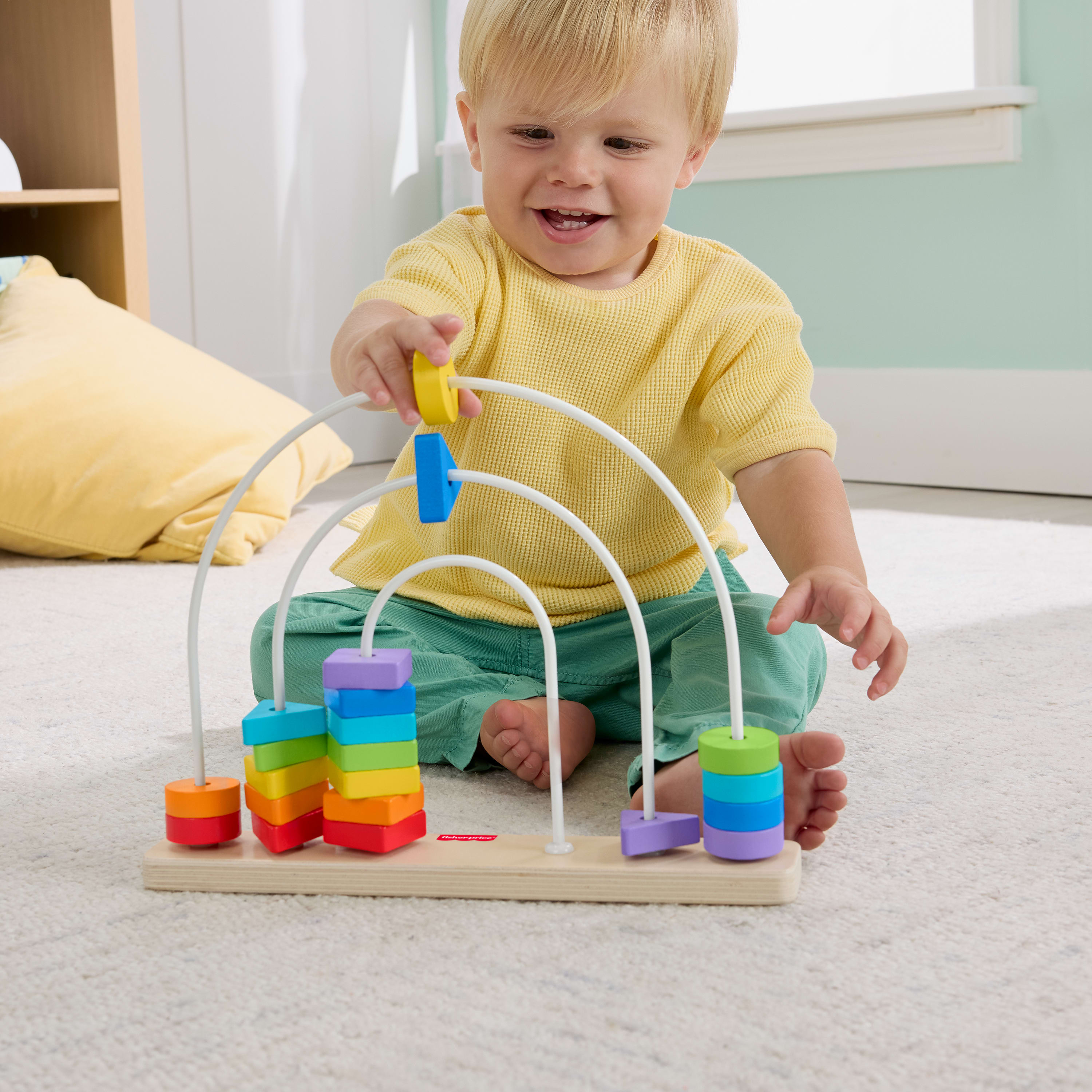 Fisher Price - Wooden Rainbow Bead Bar Maze JFG15