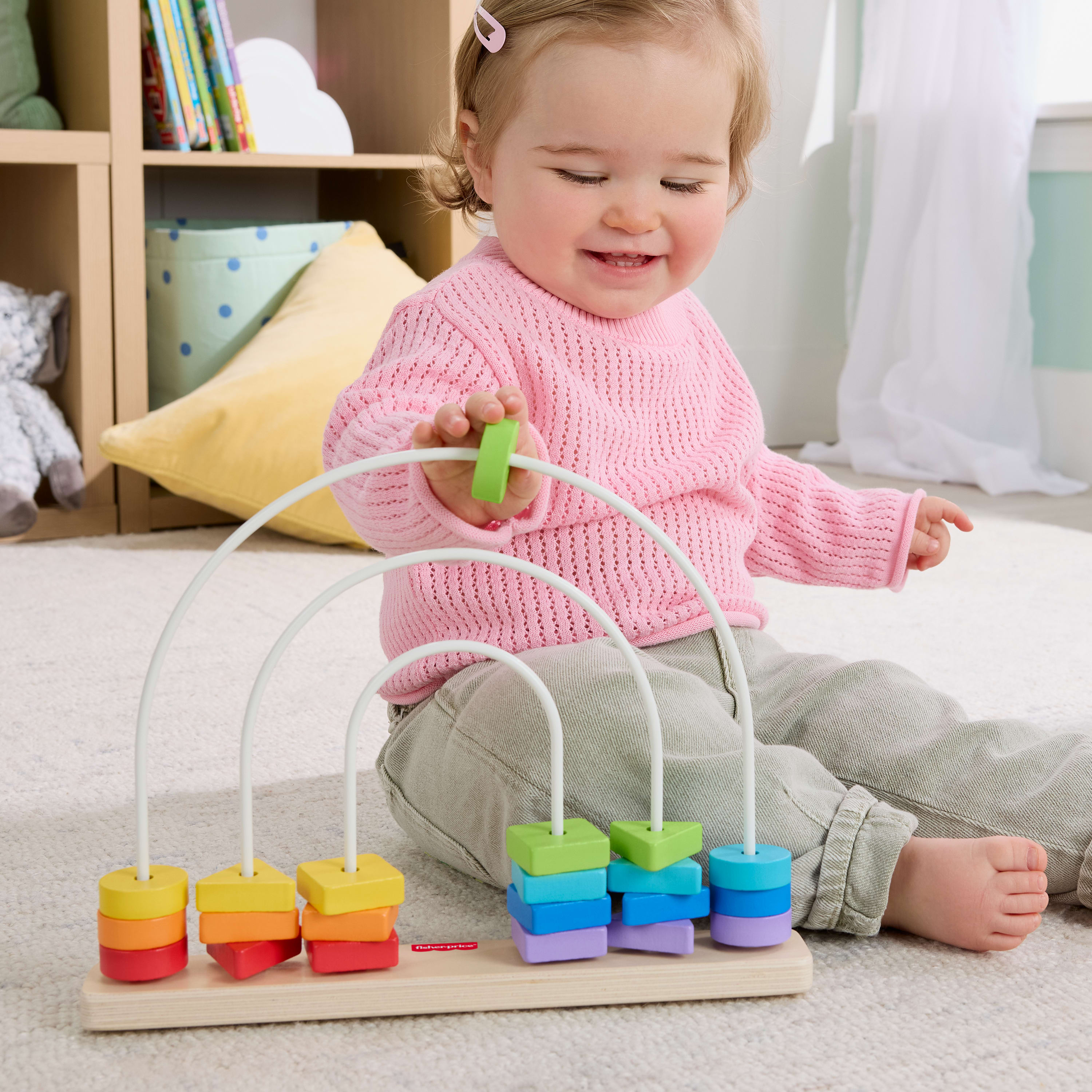Fisher Price - Wooden Rainbow Bead Bar Maze JFG15