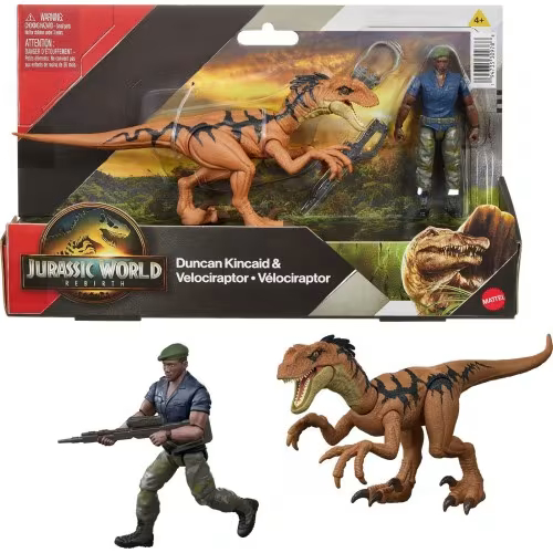 Mattel Jurassic World - Rebirth Wild Road, Duncan Kincaid & Velociraptor JGB85 (JGB82) Mattel Jurassic World - Rebirth Wild Road, Duncan Kincaid & Velociraptor JGB85 (JGB82)