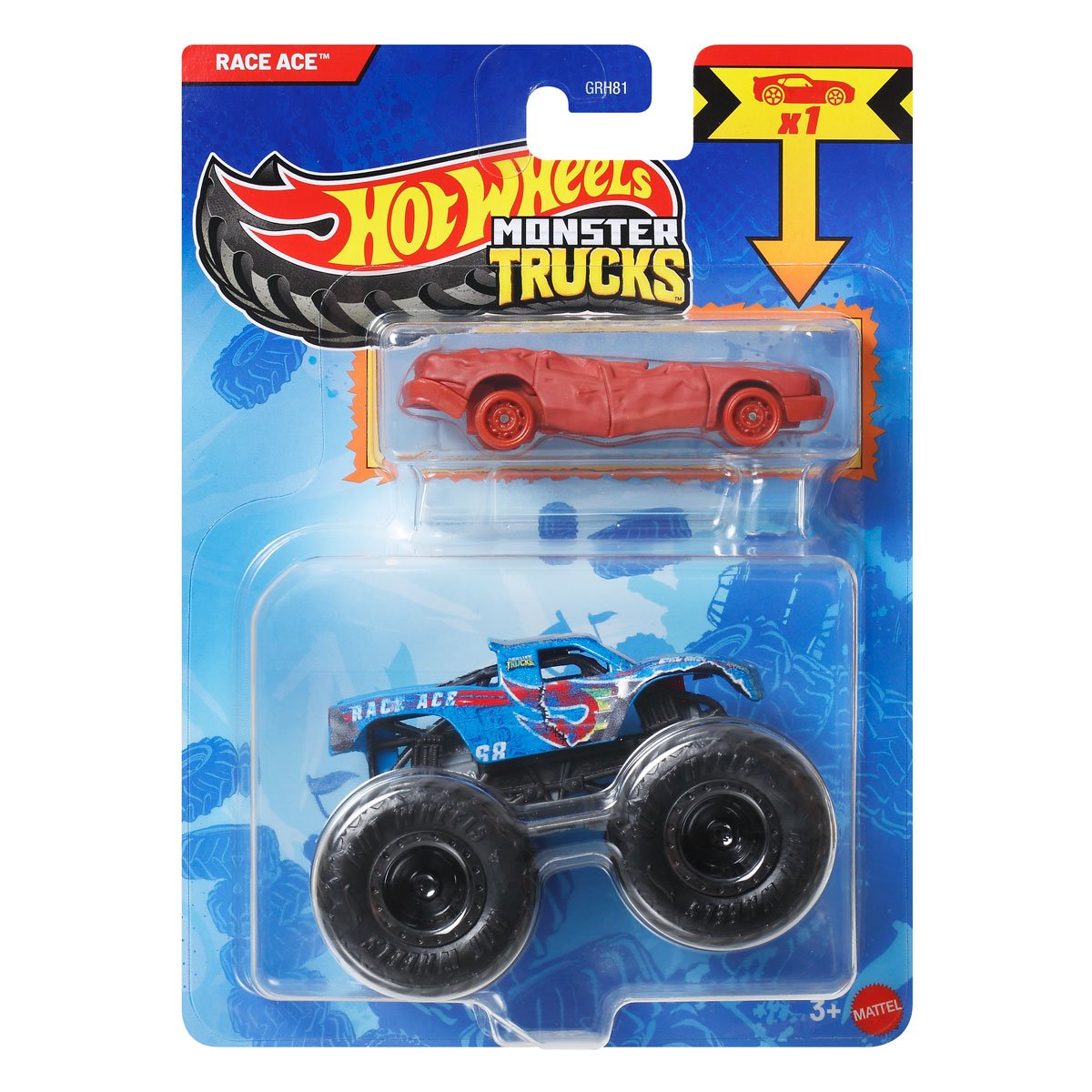 Mattel Hot Wheels - Monster Truck Με Αυτοκινητάκι, Race Ace JJT64 (GRH81)