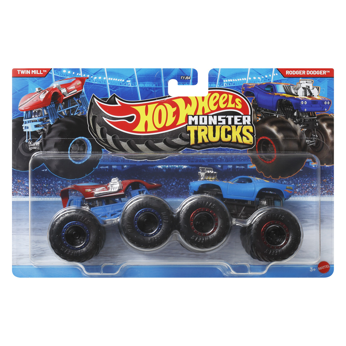 Mattel Hot Wheels - Monster Trucks, Twin Mill Vs Rodger Dodger JLV80 (FYJ64)