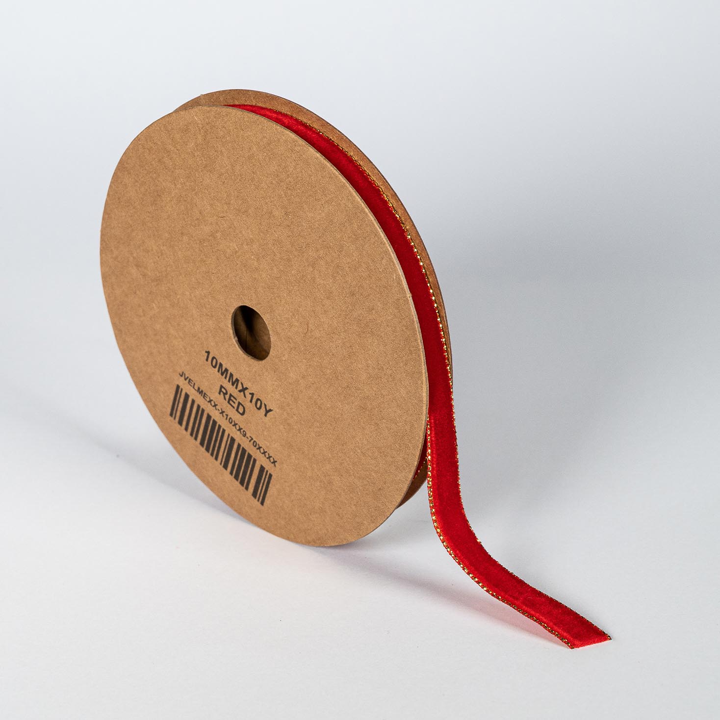 Kyriacou - Κορδέλα Βελούδο Με Μεταλλικά Ουγιά, 10mmX9M, Red JVELMEXX-X10XX9-70XXXX