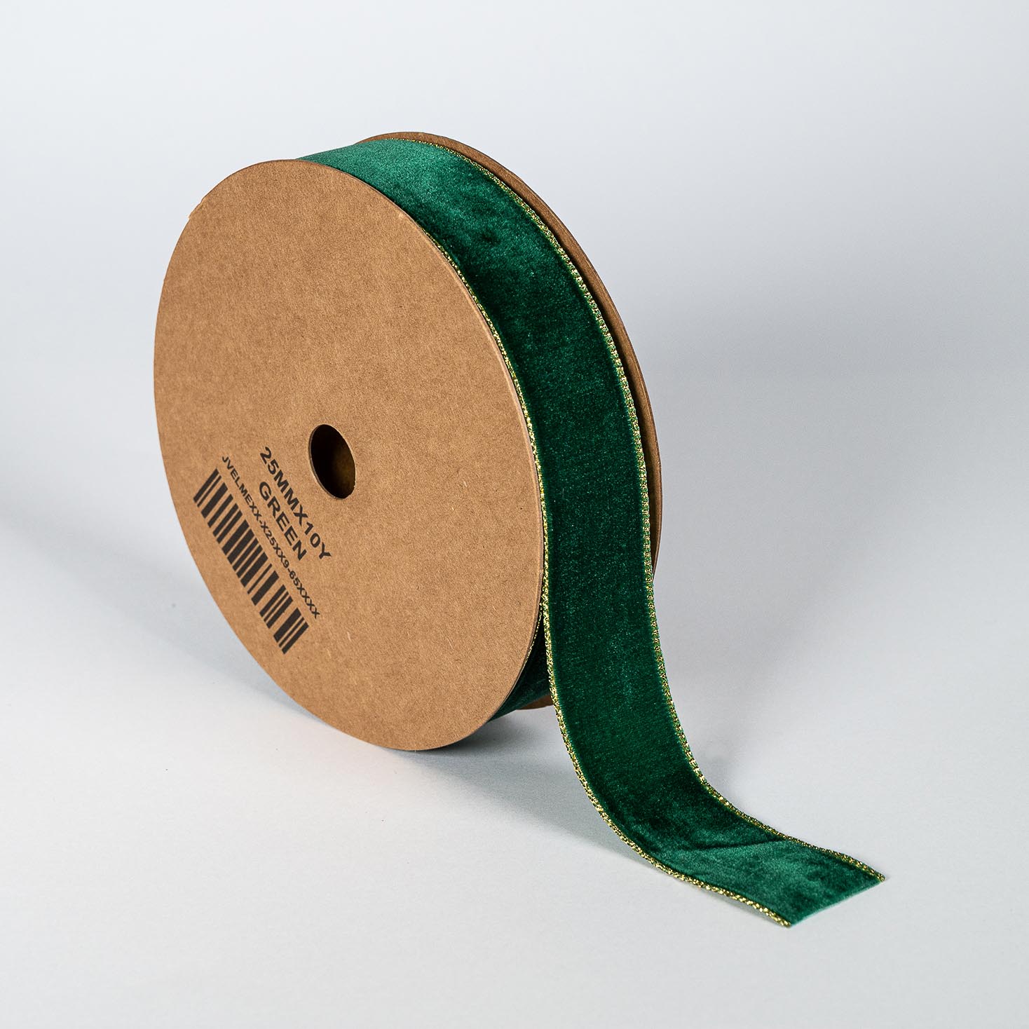 Kyriacou - Κορδέλα Βελούδο Με Μεταλλικά Ουγιά, 25mmX9M, Green Dark JVELMEXX-X25XX9-65XXXX