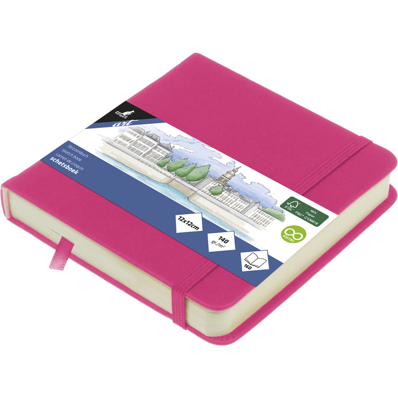 Kangaro - Sketchbook Με Σκληρό Εξώφυλλο Και Λάστιχο, Hot Pink 12x12 εκ 80 Φύλλα K-861250