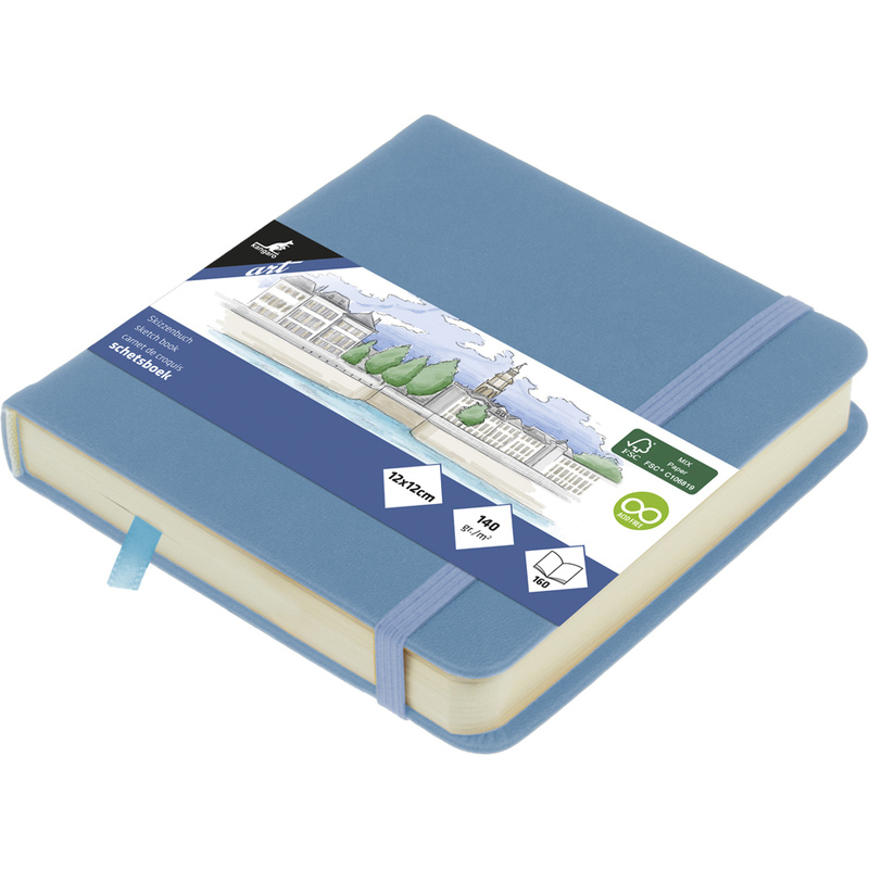 Kangaro - Sketchbook Με Σκληρό Εξώφυλλο Και Λάστιχο, Sky Blue 12x12 εκ 80 Φύλλα K-861255