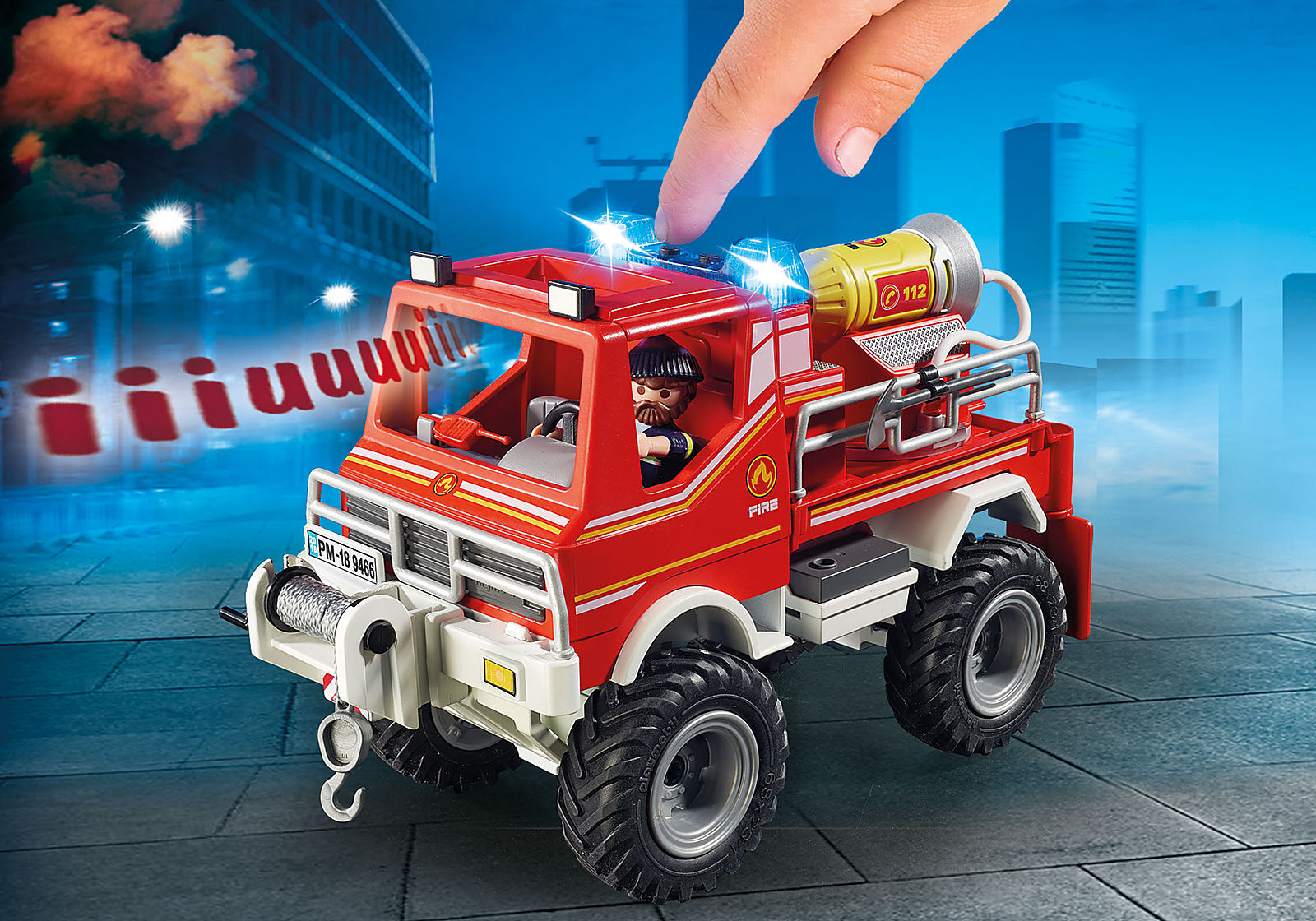 Playmobil City Action - Όχημα Πυροσβεστικής Με Τροχαλία Ρυμούλκησης 9466