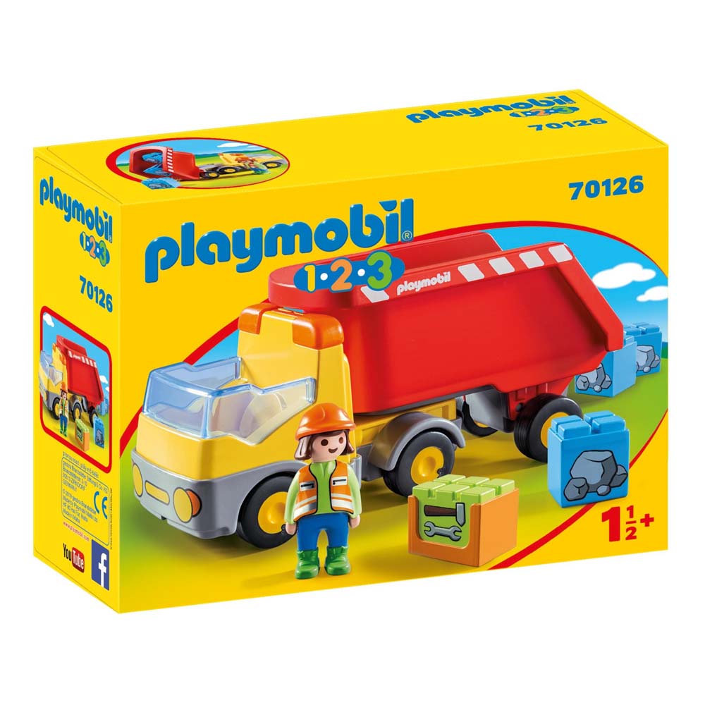 Playmobil 1.2.3 - Ανατρεπόμενο Φορτηγό Με Εργάτη 70126