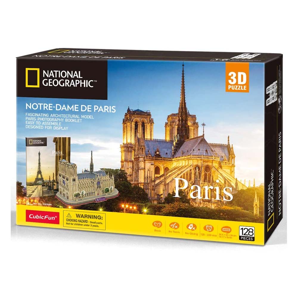 Cubic Fun - 3D Puzzle National Geographic, Notre Dame De Paris 128 Pcs DS0986h
