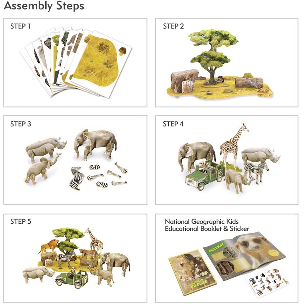 Cubic Fun - 3D Puzzle National Geographic, African Wildlife 69 Pcs DS0972h