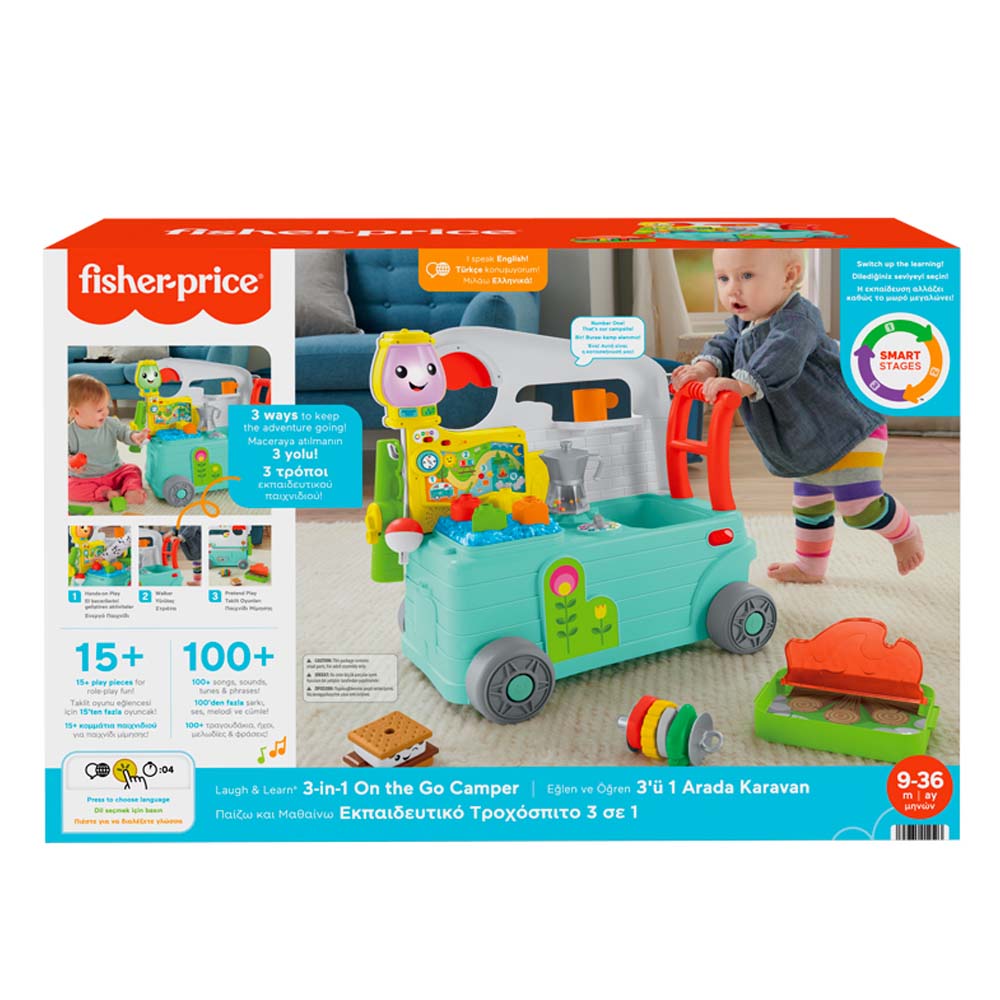 Fisher Price - Laugh & Learn, Εκπαιδευτικό Τροχόσπιτο 3 Σε 1 Smart Stages HCK81