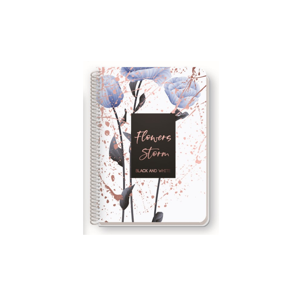 Meg Black & White - Τετράδιο Flowers A4, 4 Θέματα Μπλε 140 Φύλλα 0882