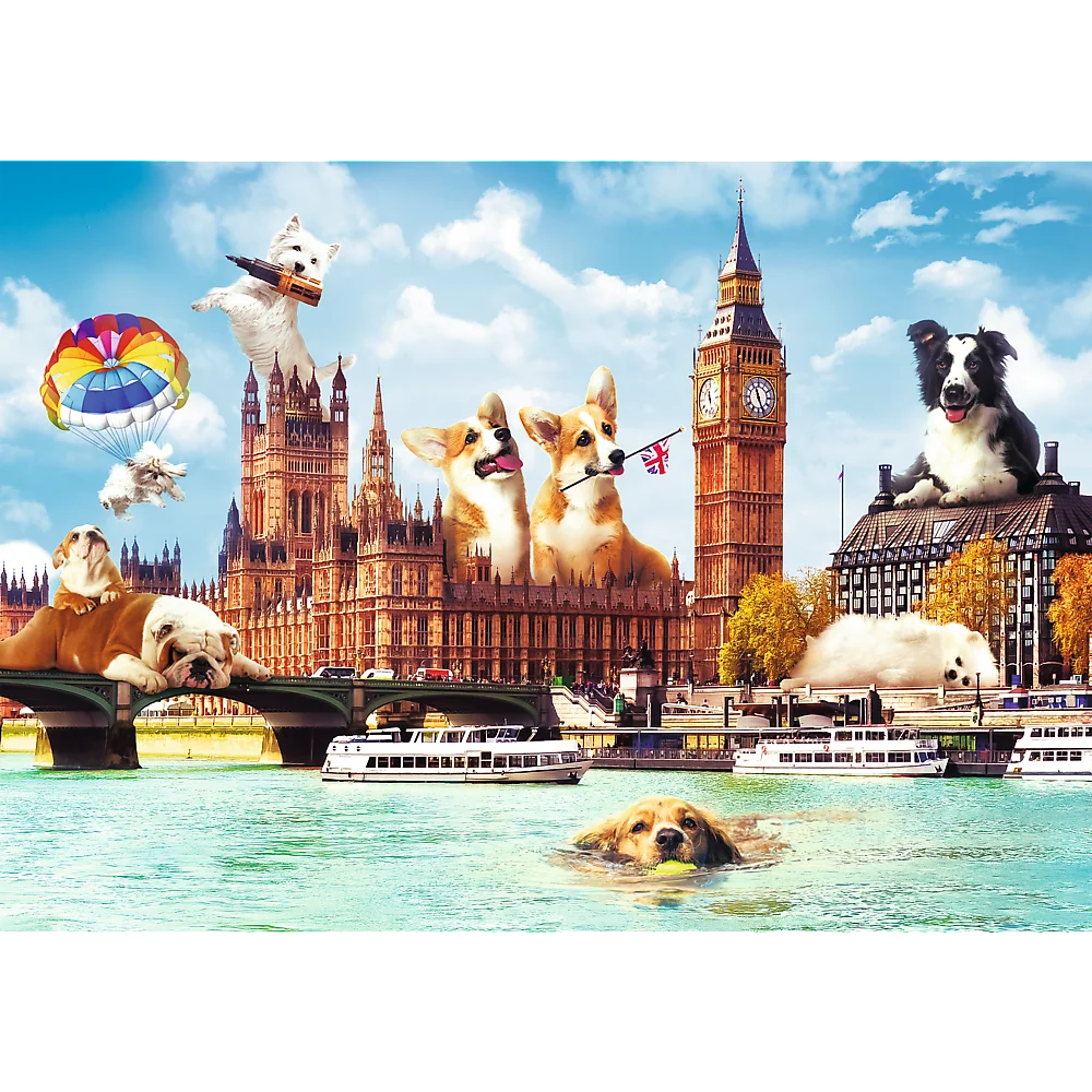 Trefl - Puzzle Funny Cities, Dogs In London 1000 Pcs 10596