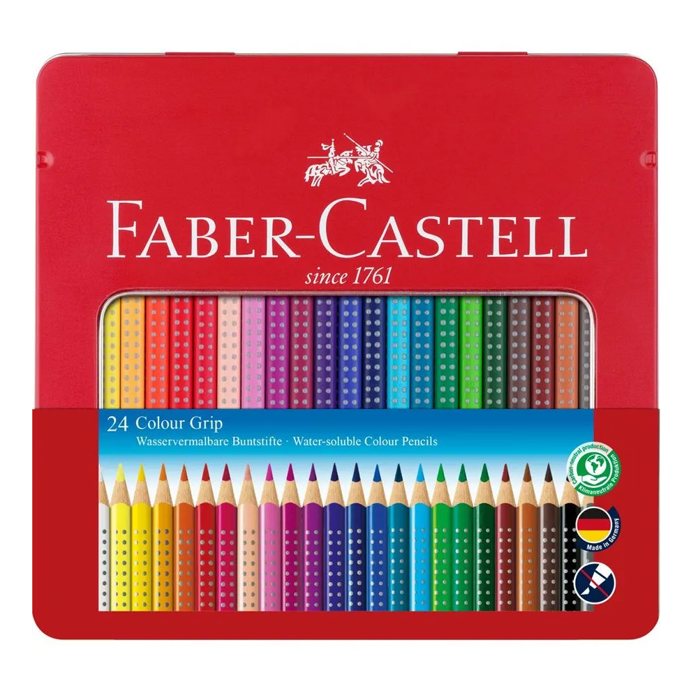 Faber Castell - Ξυλομπογιές Grip Σε Κασετίνα Μεταλλική 24 Τμχ 112423