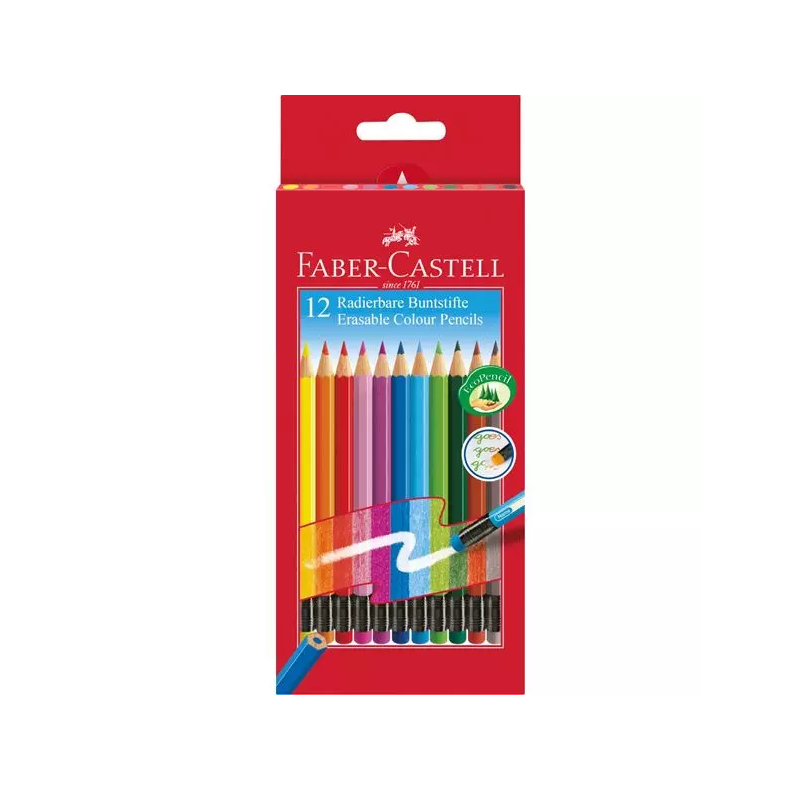 Faber Castell - Ξυλομπογιές Erasable Grip Με Γόμα 12 Τμχ 116612