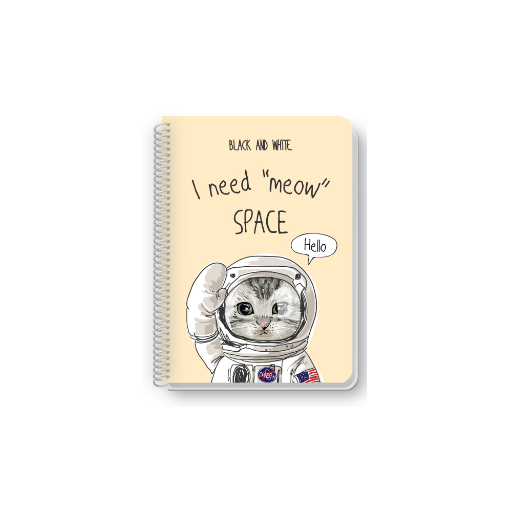 Meg Black & White - Τετράδιο Meow B5, 4 Θέματα I Need Meow Space 140 Φύλλα 1230