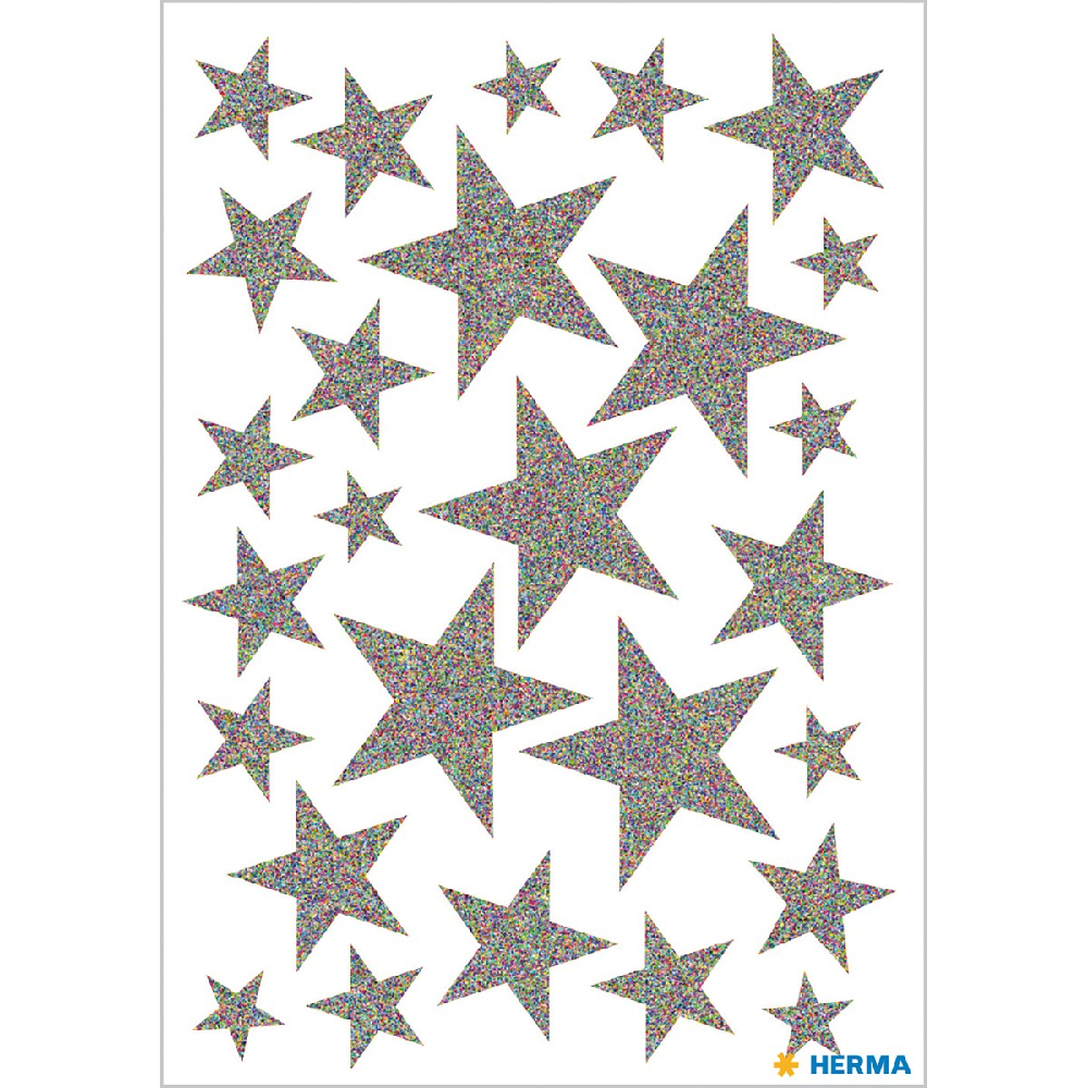 Herma - Αυτοκολλητάκια Glittery, Silver Stars 15128