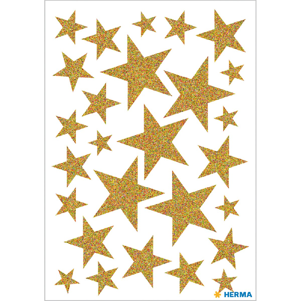 Herma - Αυτοκολλητάκια Glittery, Gold Stars 15129