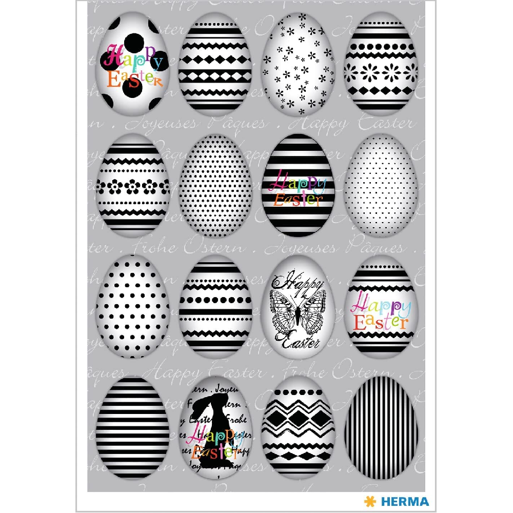 Herma - Αυτοκολλητάκια, Happy Easter, Egg Set Black/White 1727