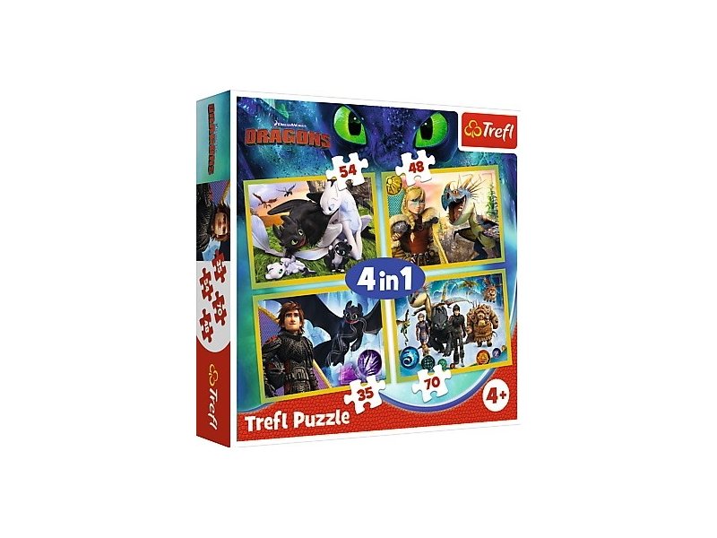 Trefl – Puzzle 4 in 1 How To Train Your Dragon 35/48/54/70 Pcs 34341