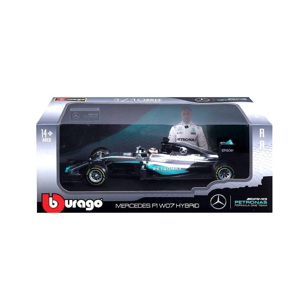 Bburago - 1/18 Race, Mercedes F1 W07 Hybrid Lewis Hamilton 18-18001