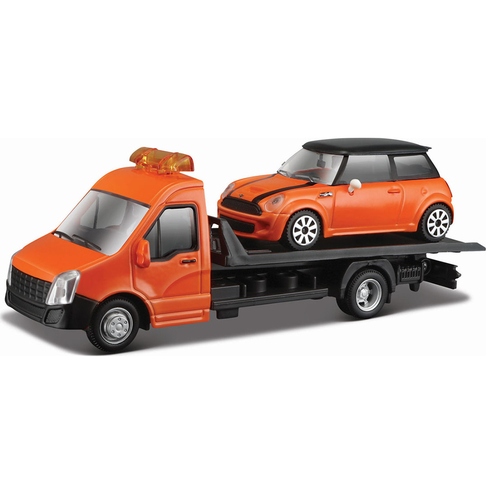 Bburago - 1/43 Flatbed Transport, Mini Cooper S On Flatbed 18-31405 (18-31400)