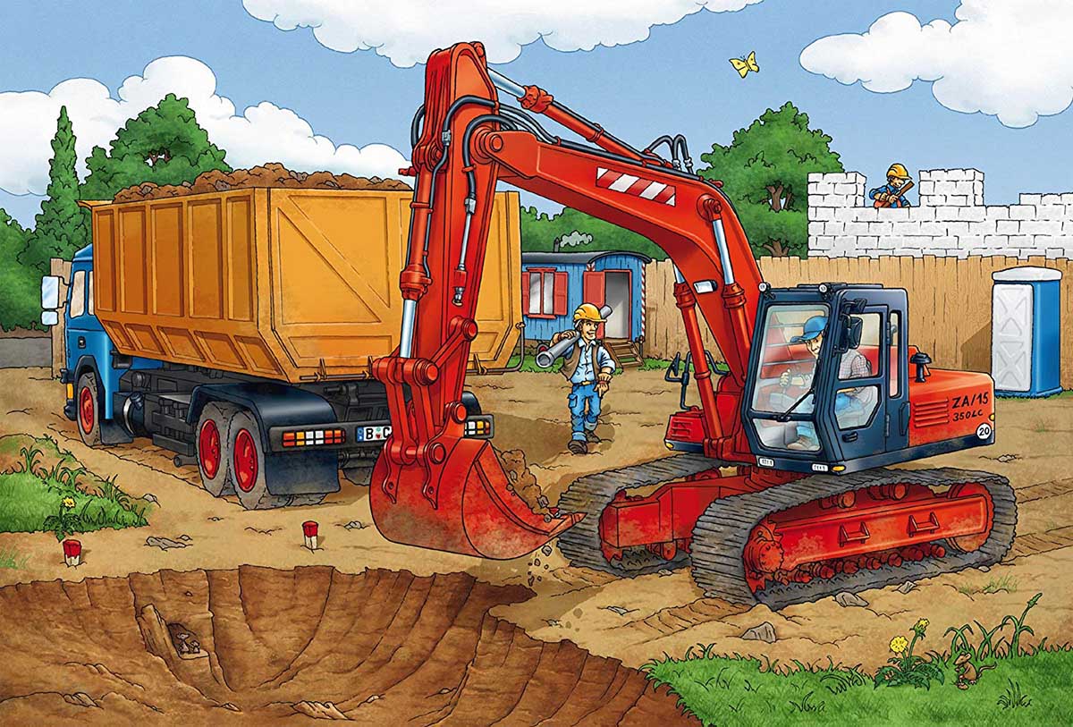 Schmidt Spiele – Puzzle 3 in 1 Construction Work Ahead 24/24/24 Pcs 56200