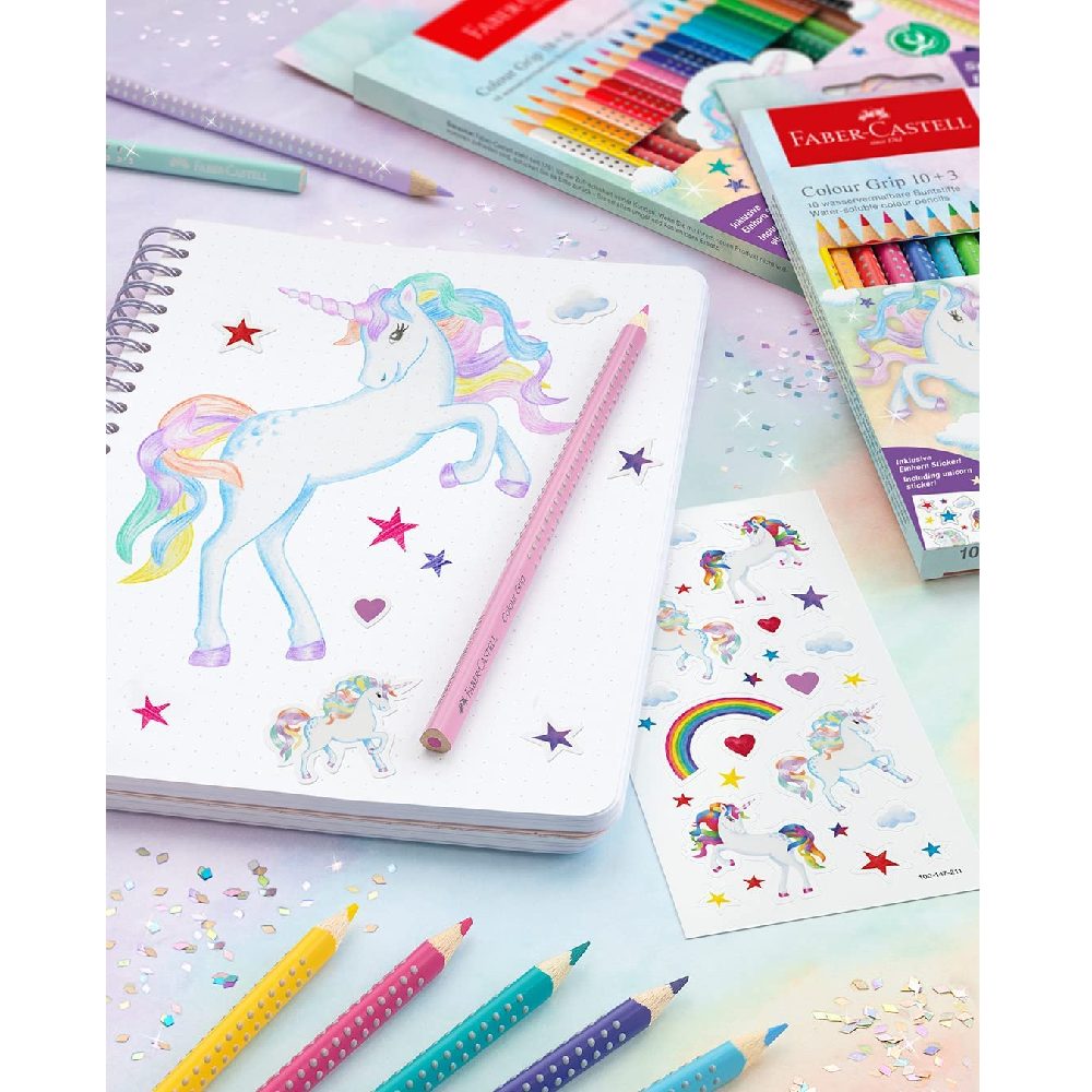 Faber Castell - Ξυλομπογιές Μονόκερος 10+3 Grip Sparkle Τμχ 201542