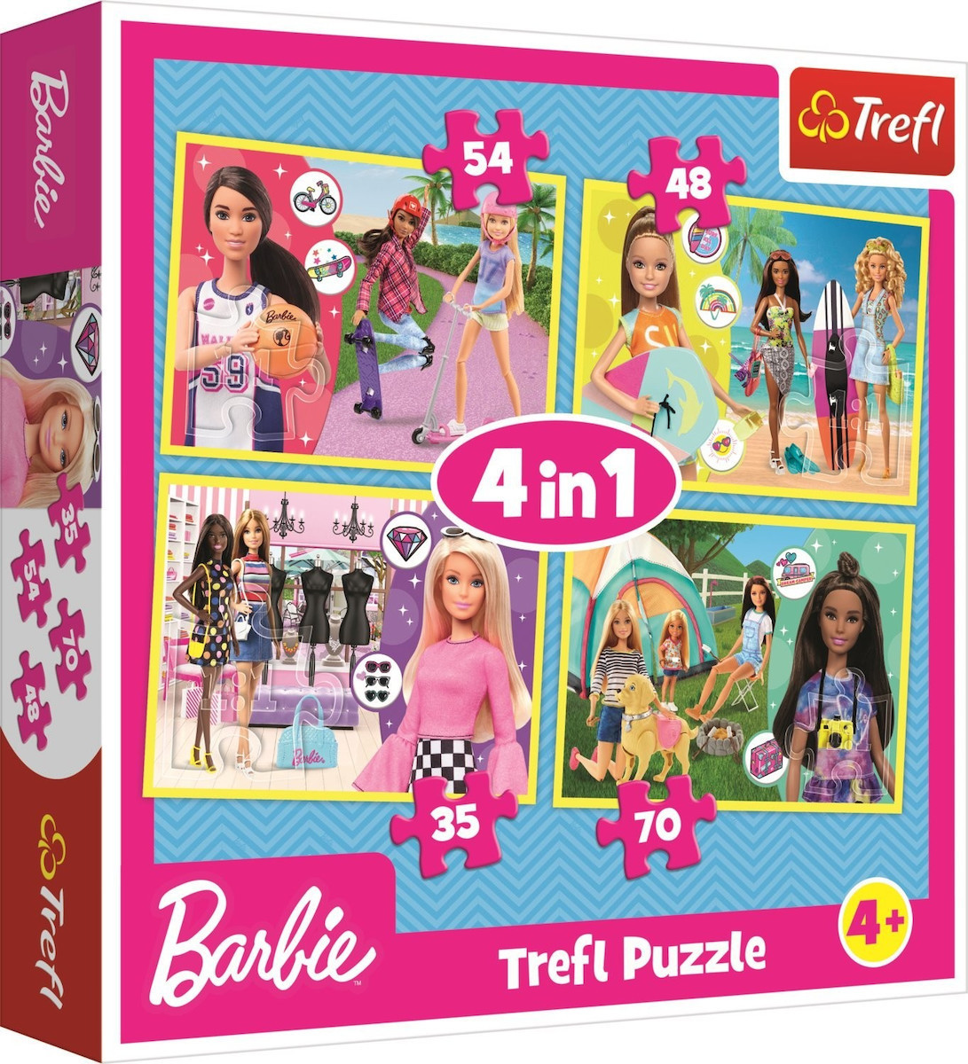 Trefl Puzzle 35/48/54/70 Pcs 4 in 1 In the Barbie world 34333