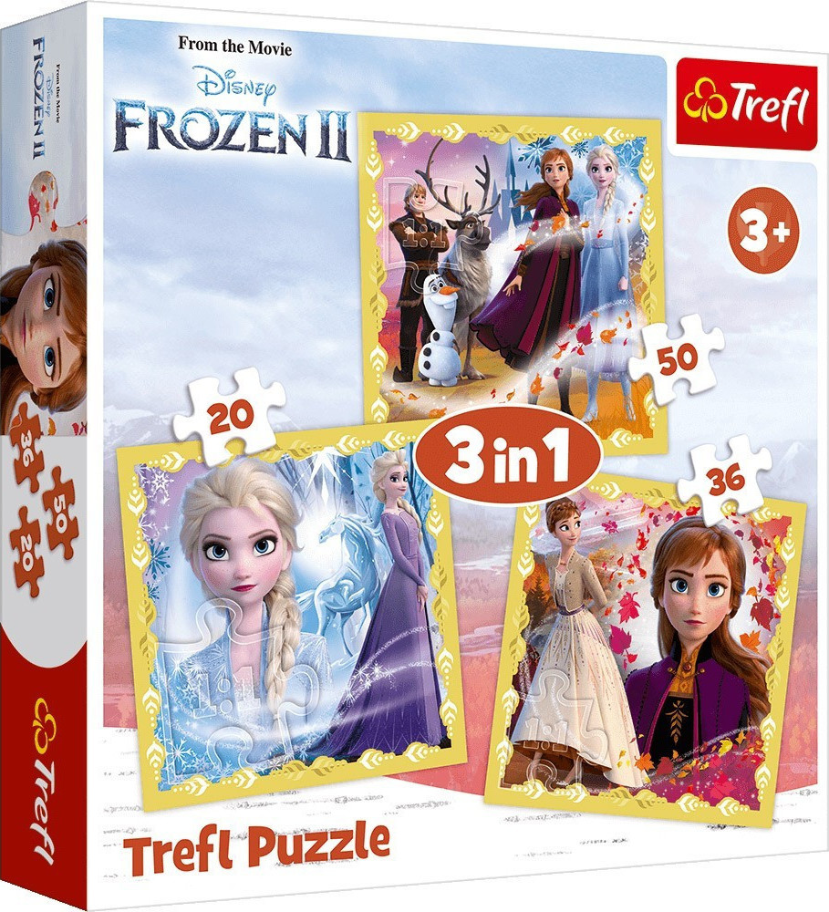 Trefl - Puzzle 3 in 1, The Power Of Anna And Elsa 20/36/50 Pcs 34847