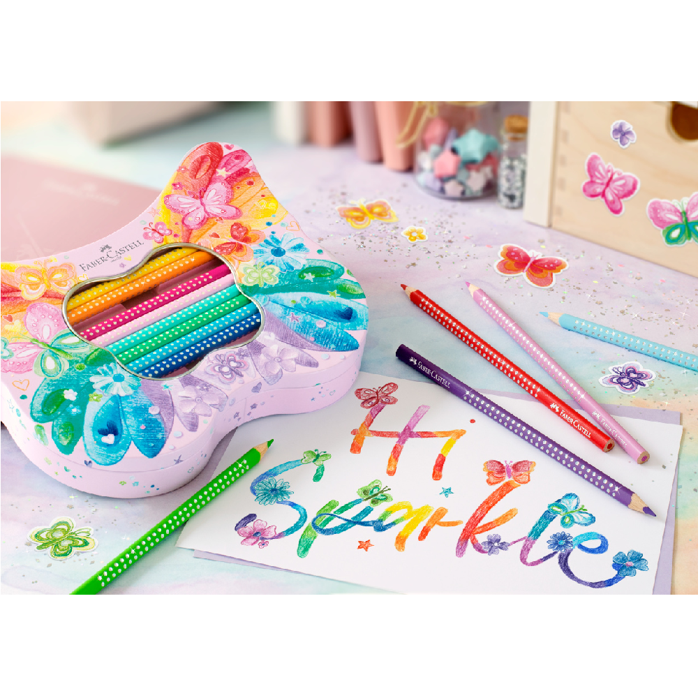 Faber Castell - Μεταλλική Κασετίνα, Sparkle Ξυλομπογιές 20 Τμχ Butterfly Sparkle 201971