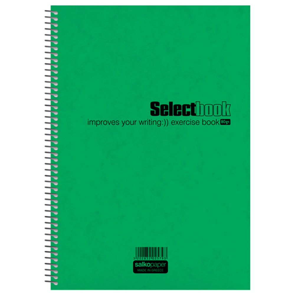 Salko Paper - Μπλοκ Σημειώσεων Σπιράλ 60 Φύλλων, Select Book 14x21, Πράσινο 2343